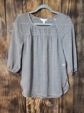 LC Lauren Conrad Floral Peasant Blouse Boho Cottagecore Size S